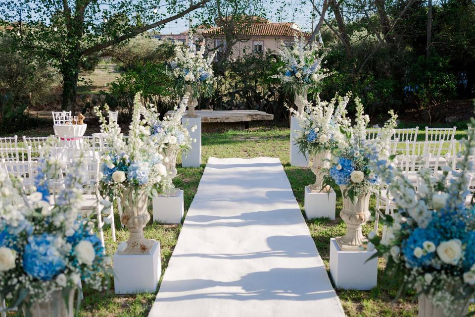 Blue & white