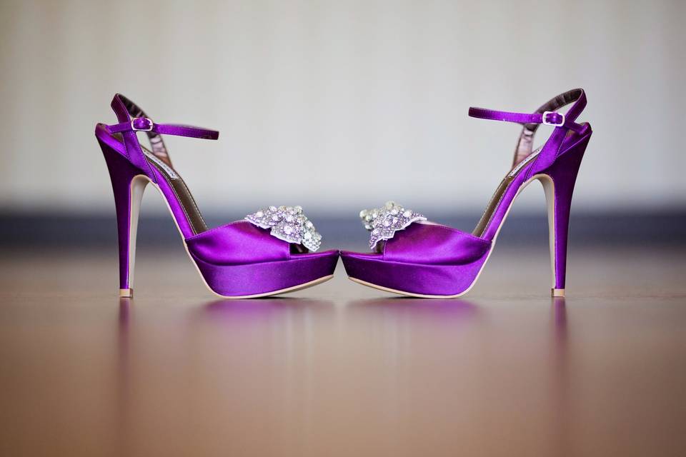 Bride's purple shoes