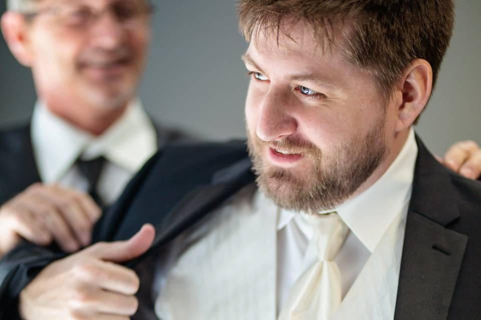 A groom with his father