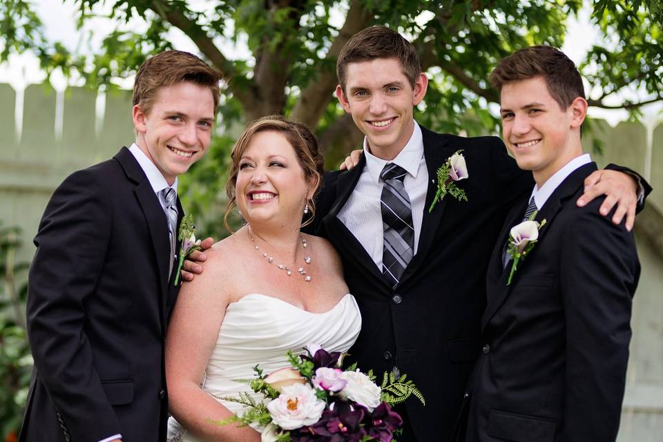Bride with her sons