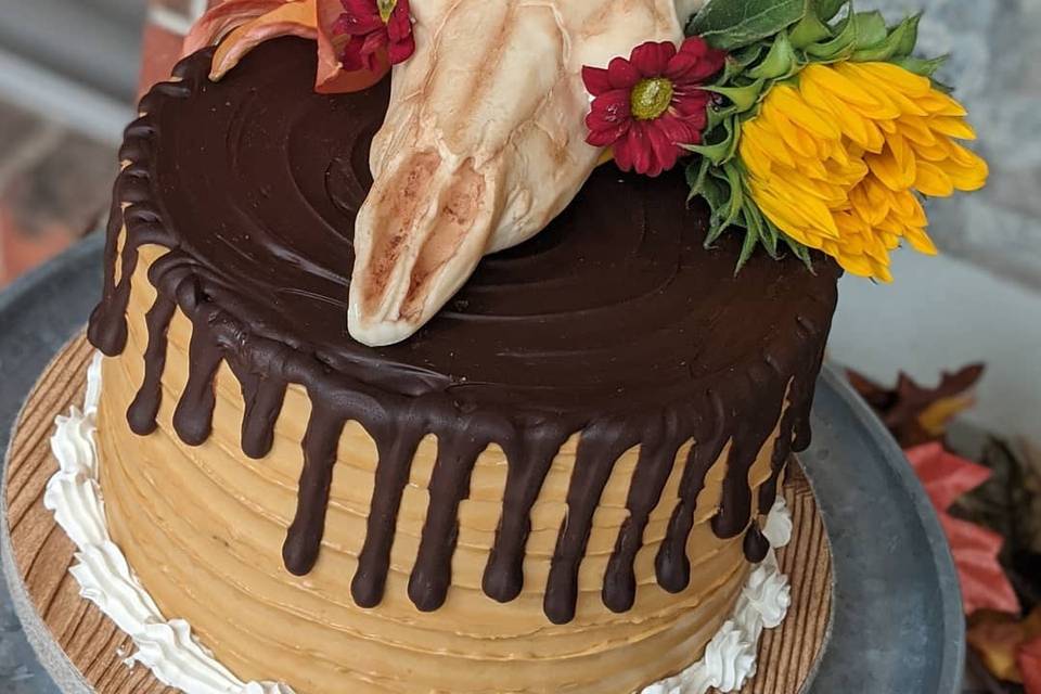 Chocolate cow's skull cake