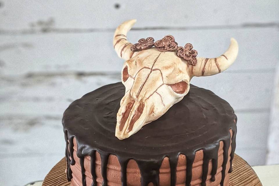 Chocolate cow's skull cake