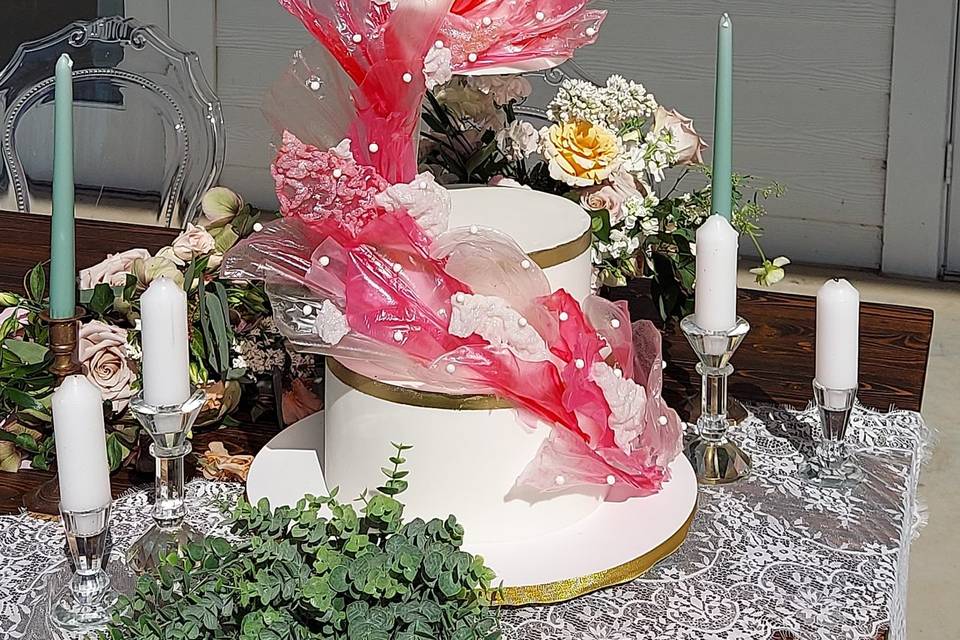 Gravity-defying wedding cake