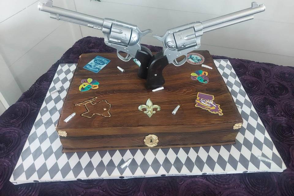 Dueling revolvers groom's cake