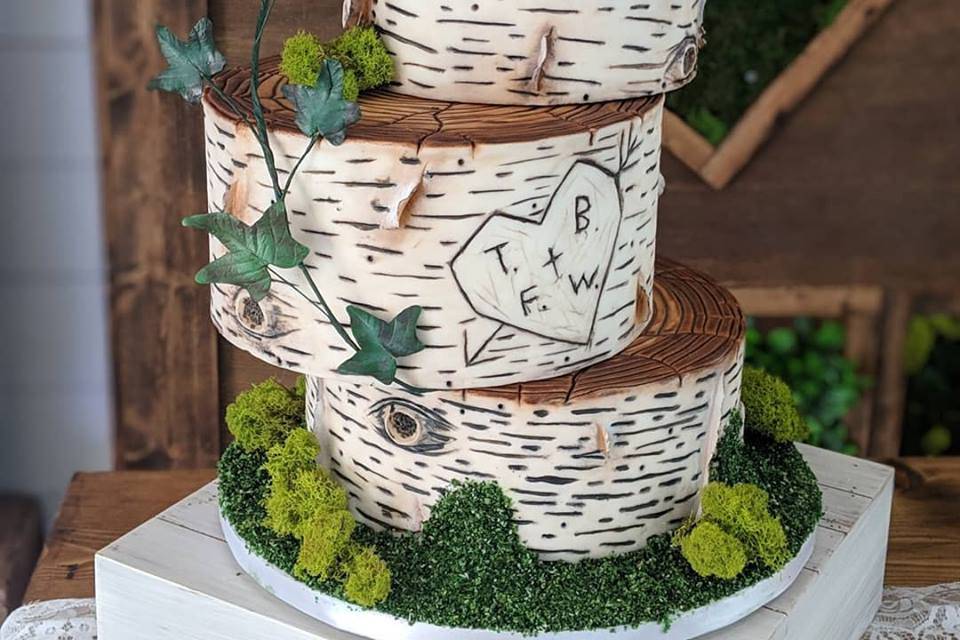 Birch log groom's cake