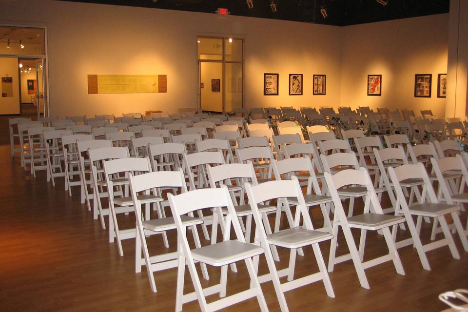 Wedding Ceremony set up in our Back Gallery