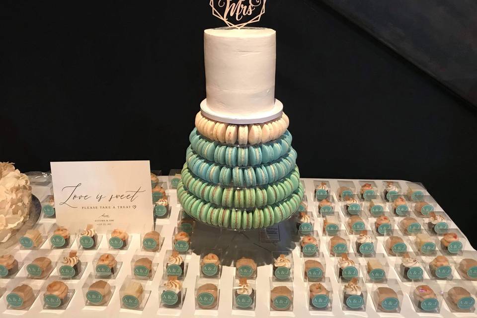 Tall Cake with macaron tower