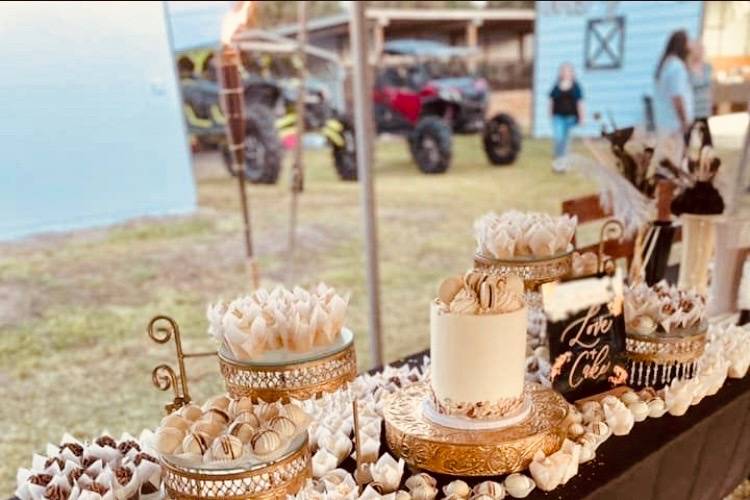 Tall Cake and Dessert Table