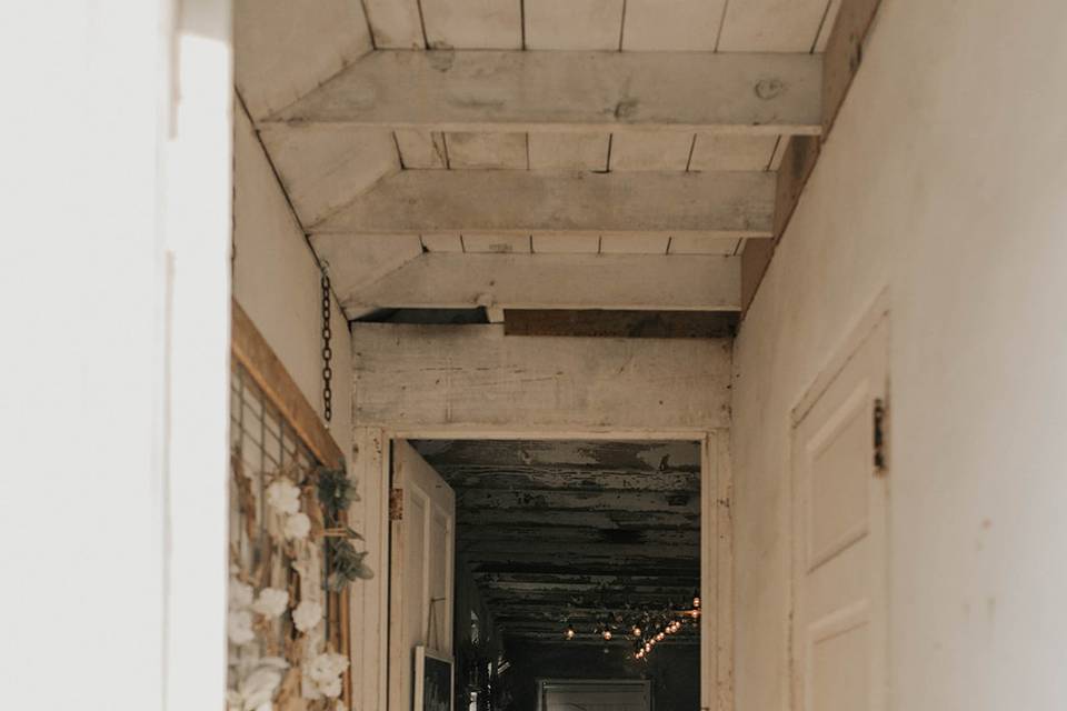 Hallway into dairy barn