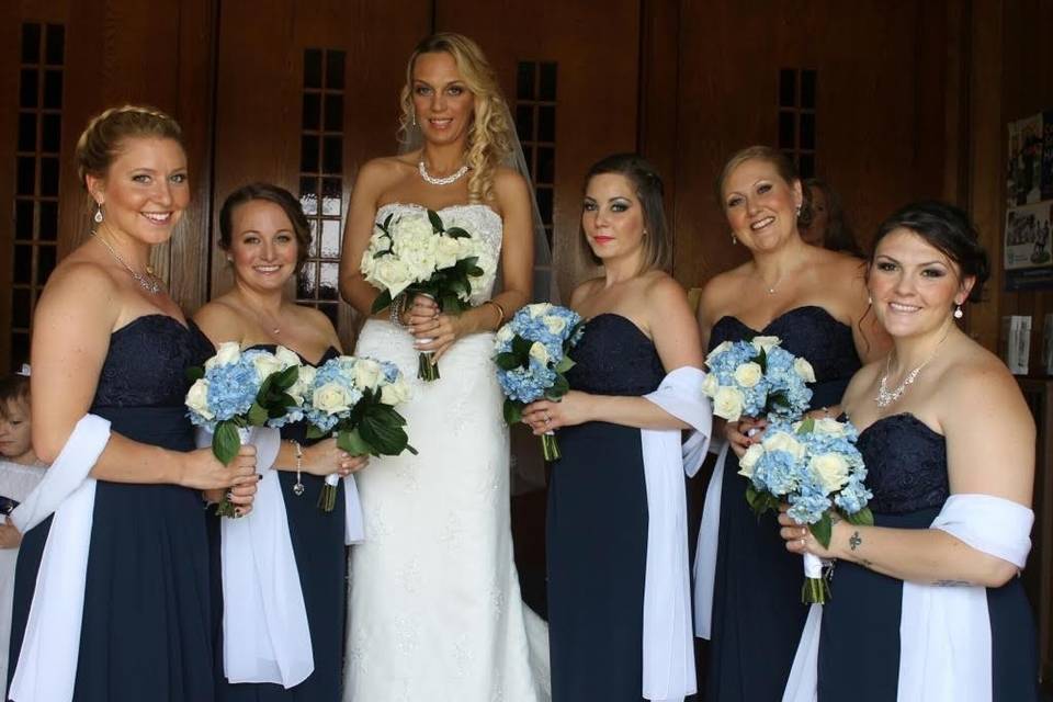 Bride and bridesmaids