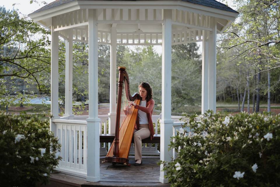 Playing in the gazebo