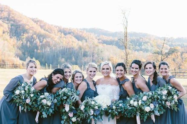 The bride with her bridesmaids