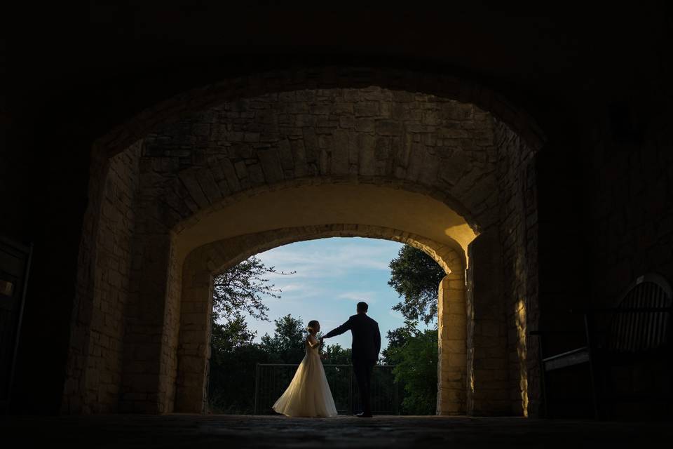 Bride and groom silhouette