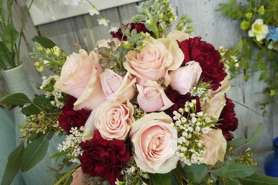 Blush and burgundy blooms