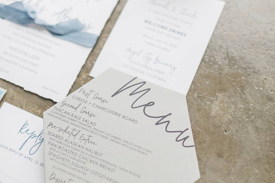 Modern Calligraphic Menu