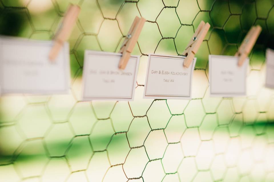 Place cards up close