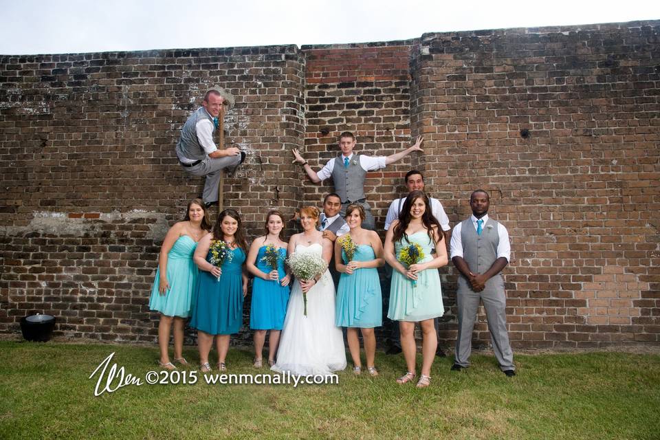 Wedding party at the Railroad Museum in Savannah