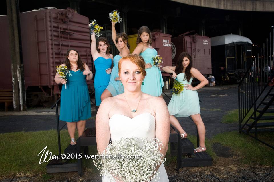 Wedding party at the Railroad Museum in Savannah