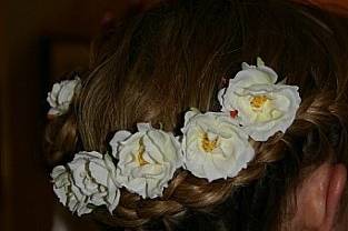 Flowers lining the hair