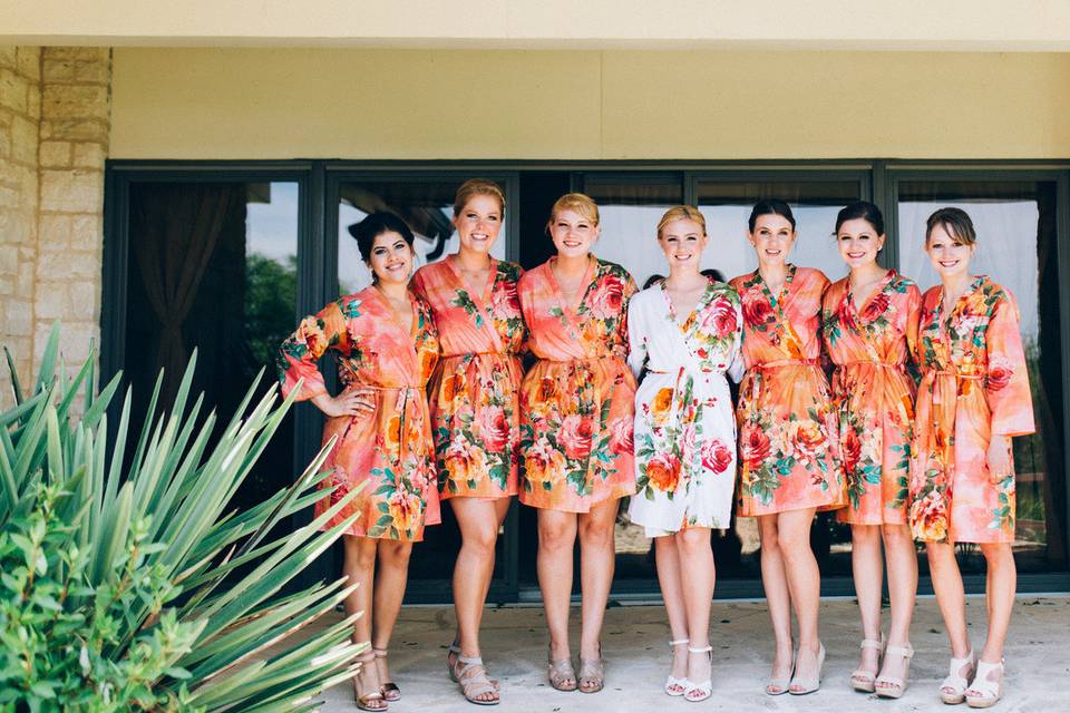 The bride with her bridesmaids