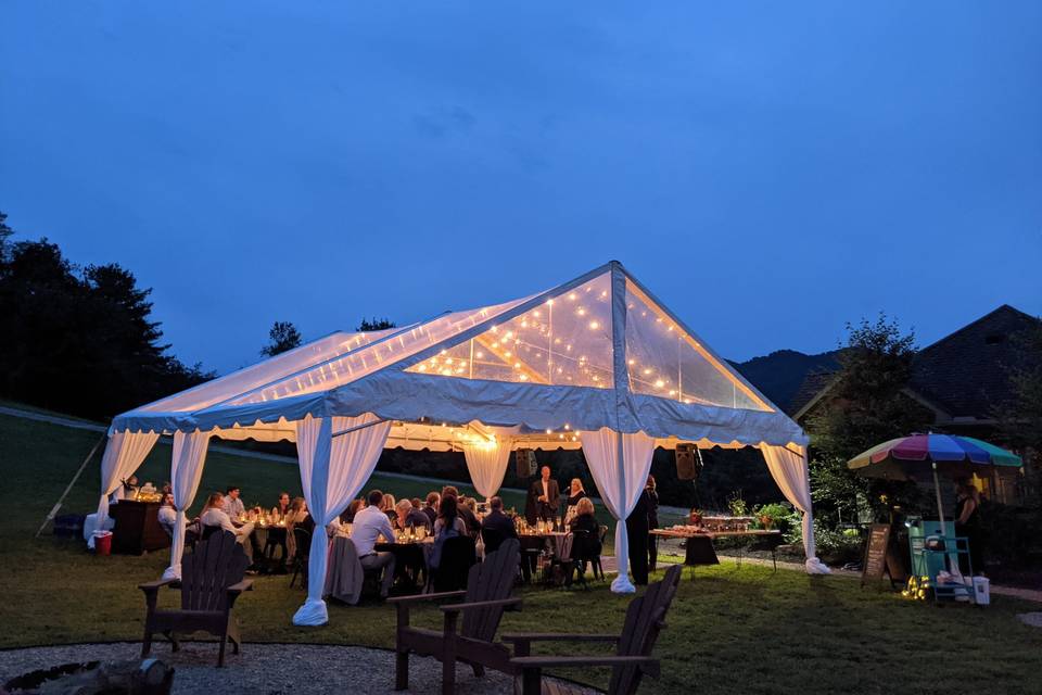 Clear top tent at night