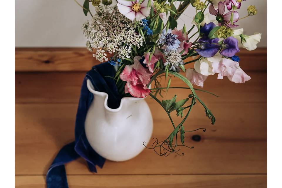 Bridal bouquet in vase