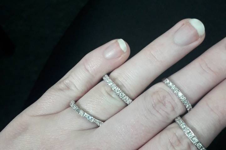 Diamond set wedding rings