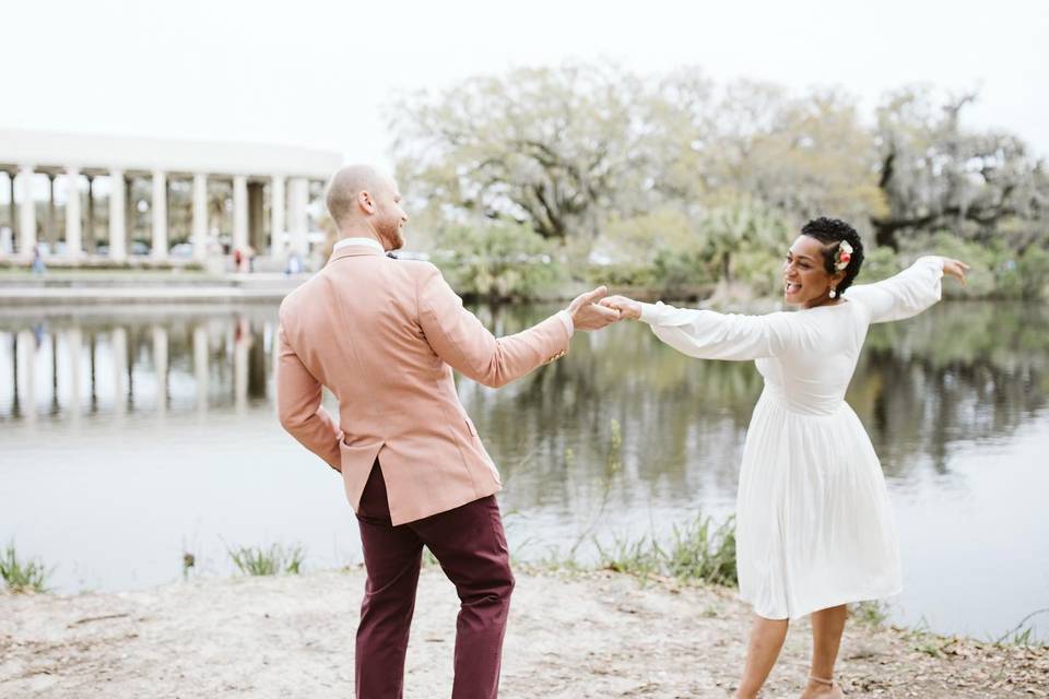 Dancing in city park