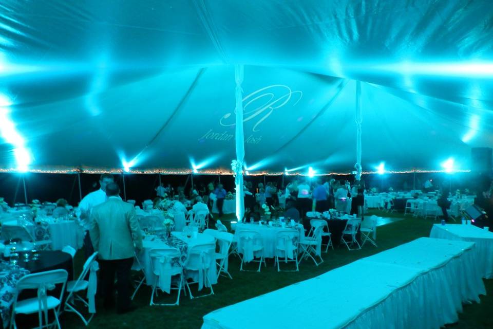 Blue tent lighting