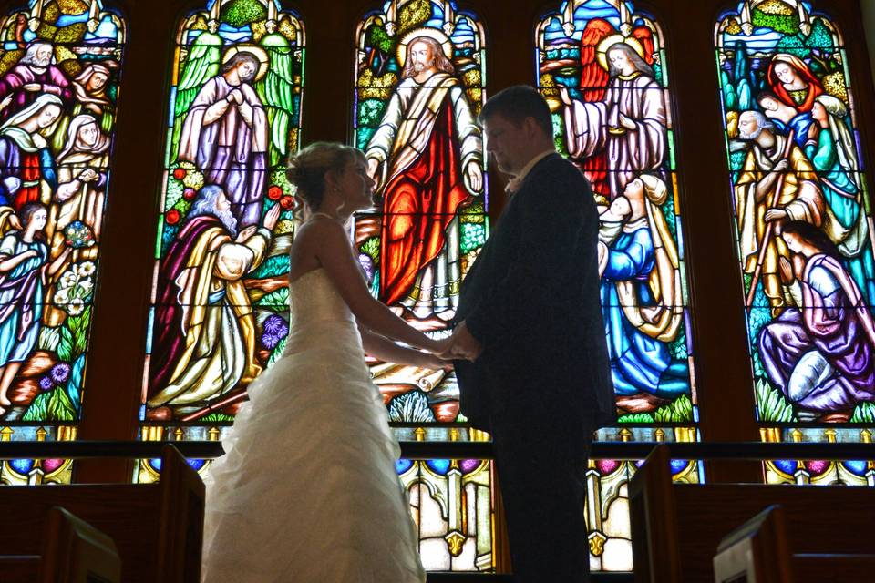 Stain glass wedding ceremony