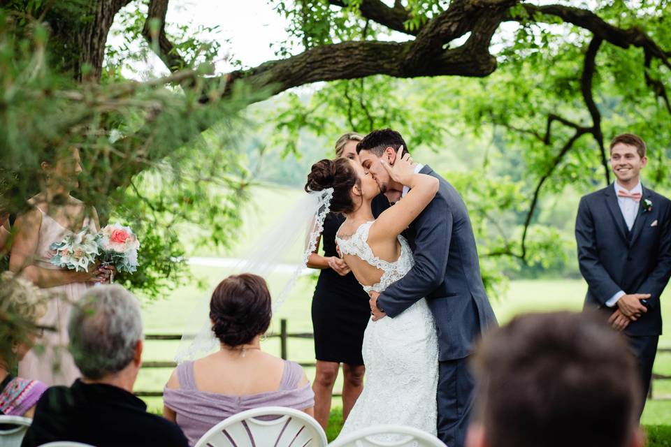 Newlyweds kiss