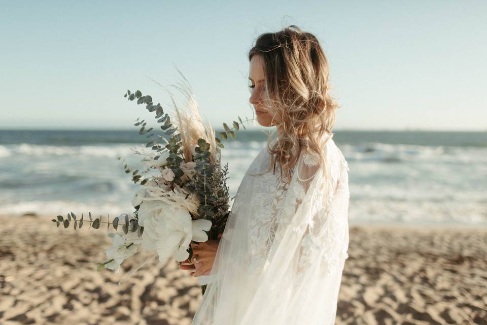 Bride on beach