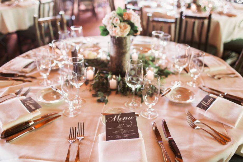 Table setup with centerpiece