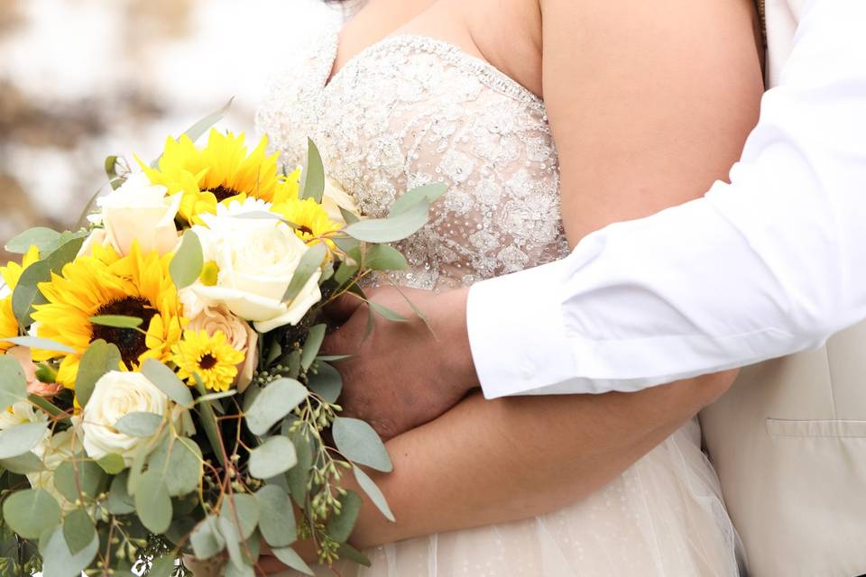 Newlyweds smile