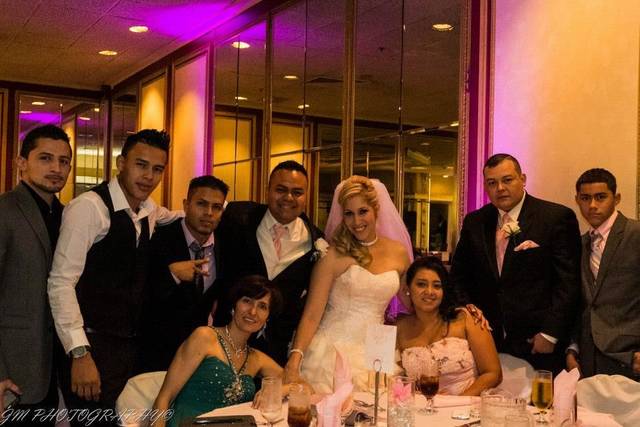 The couple with their guests