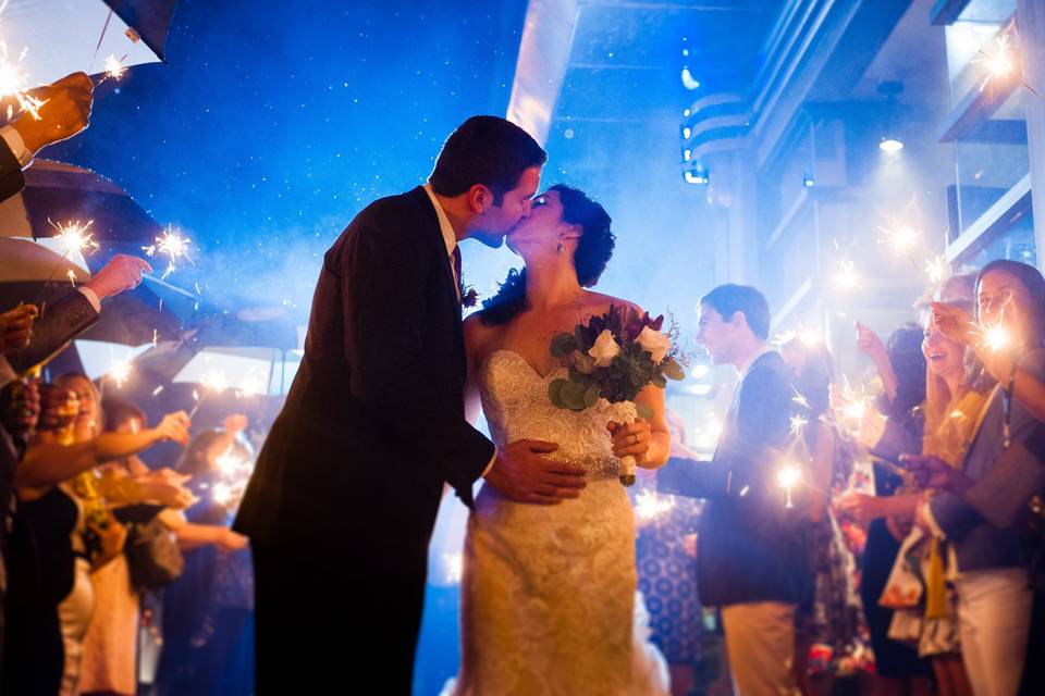 Newlyweds kiss