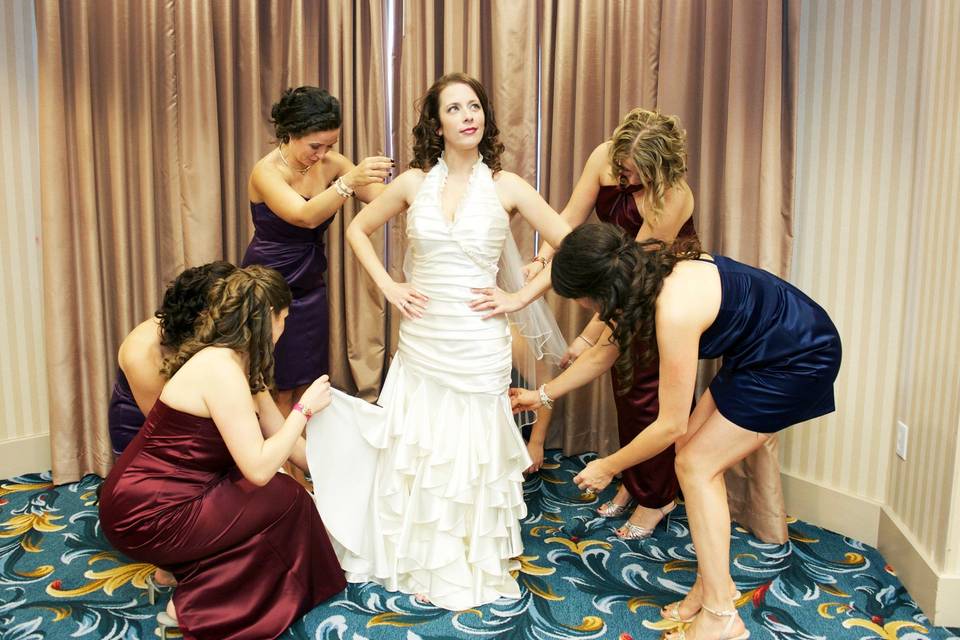 Helping the bride