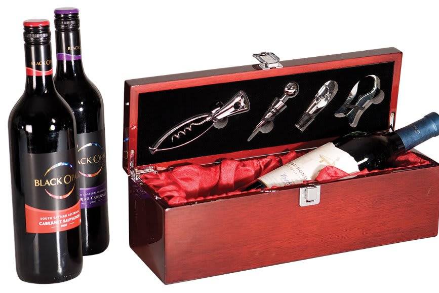 (Wood)Sgl Wine Bottle Box Set