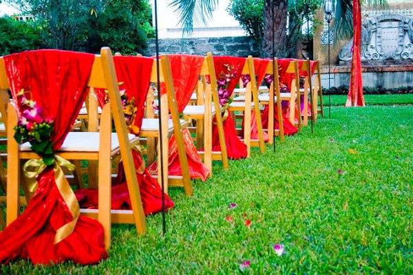 Fabric draped aisle