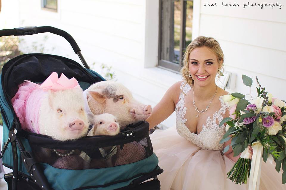 Modern apricot and grey bouquets