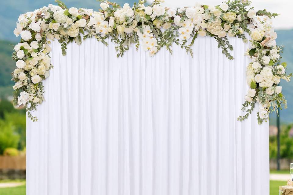 White fabric with flowers