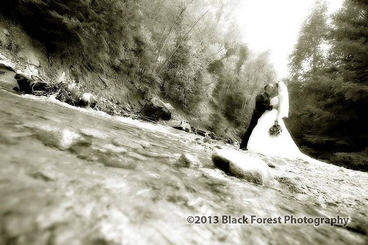 Romantic photo of the bride and groom at Mt. Princeton Hot Springs, Rocky Mountains of Colorado