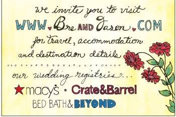 Wedding Registry Card for your Invitations. Hand Drawn, then watercolor is added. Then Printing and Production!