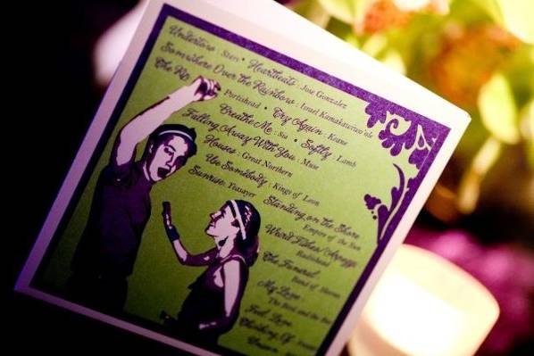 A CD Cover was designed for the couples favor to guests.