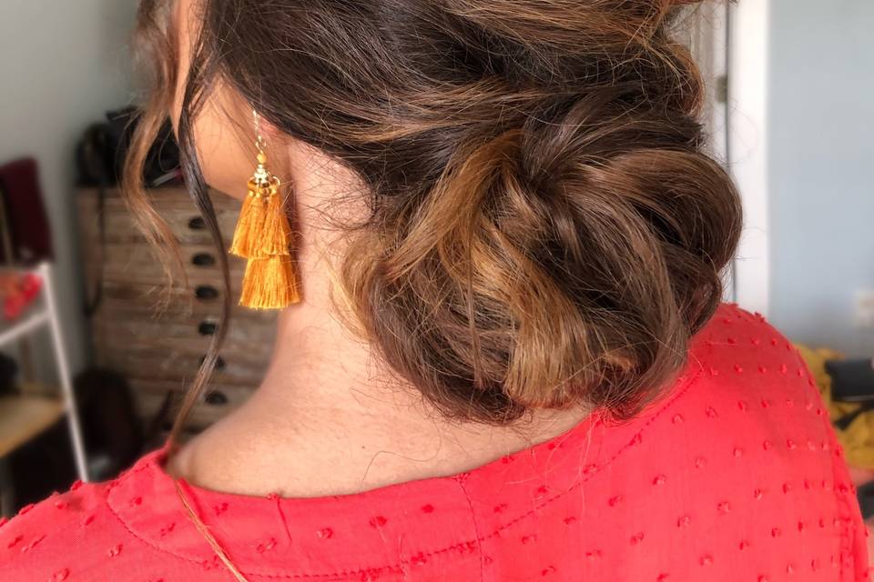 Undone, textured updo