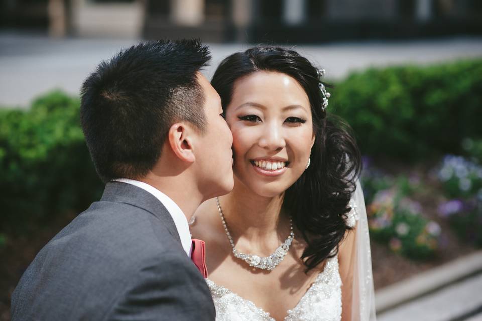 Hair and makeup by BeautyBOXBMG. Wedding ceremony at Hyatt Regency Jersey City #hair #makeup