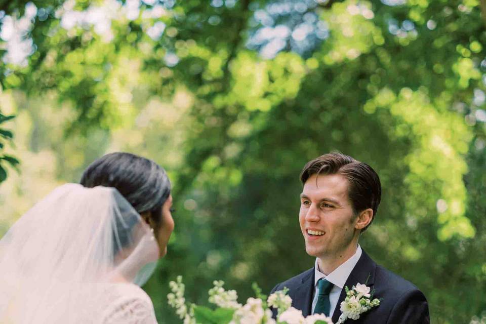 Groom's reaction of first look