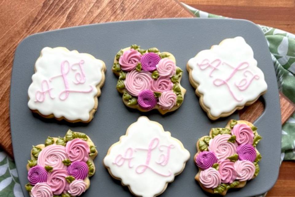 Floral Monogram Cookies