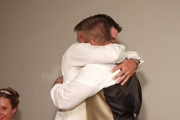 Josh Bal and his best man hug 12/1/2007 NMU Great Lakes Room Marquette