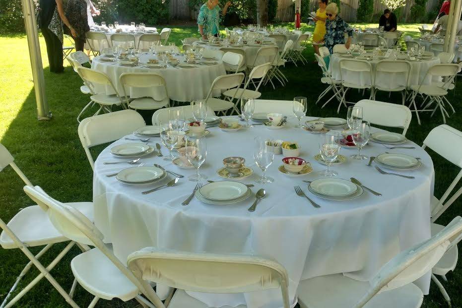 Table setup with flower centerpiece